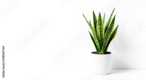 Snake Plant (Sansevieria) in White Ceramic Pot

