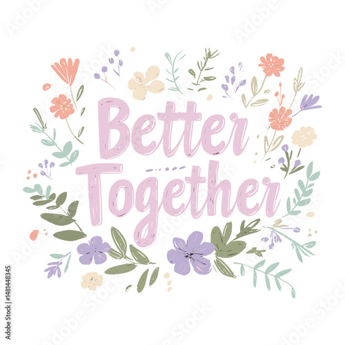 Typography hand-drawn decorative together vector