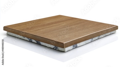 Brown ceramic tile with marble edges isolated on white background. Generative AI
