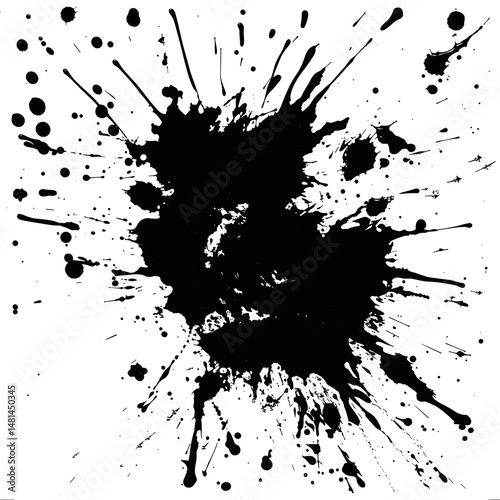 Simple real ink splatter black art silhouette vector