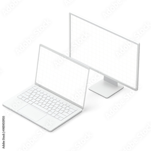 Isometric Laptop and Monitor
