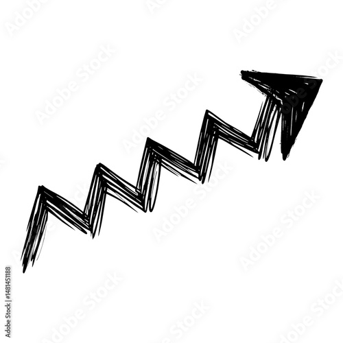 Zigzag arrow up black indicator financial vector