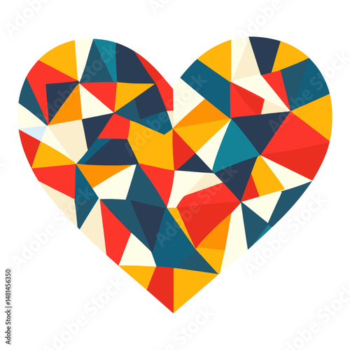 Carttoon heart icon pattern geometric polygonal vector