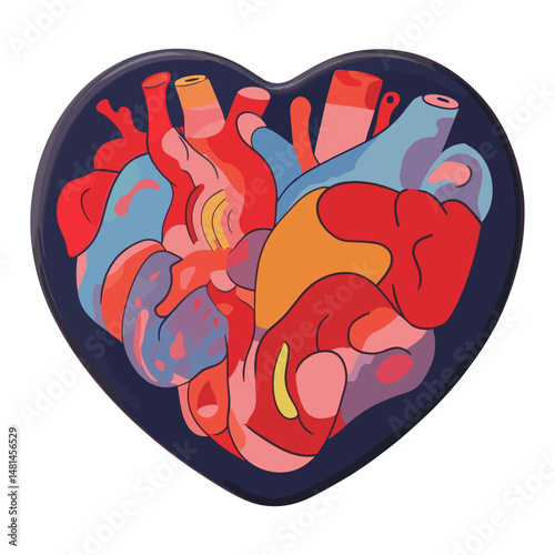 Carttoon heart icon illustration decorative anatomical vector