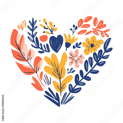 Carttoon heart icon pattern illustration botanical vector