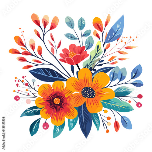 Floral element colorful flowers colors vector