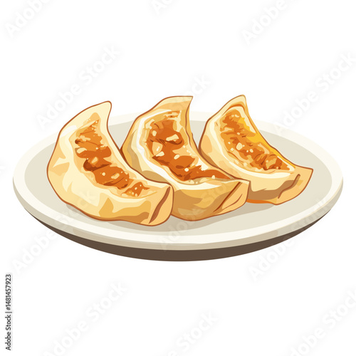 Gyoza in a plate illustration food meal vector