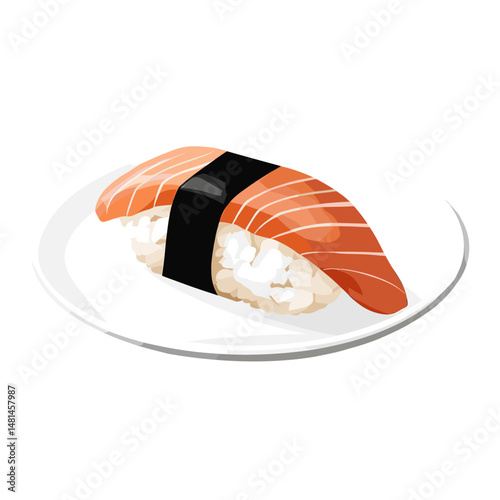 Nigiri in a plate illustration nigiri sushi vector