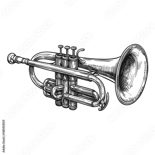 Trumpet trumpet black white vector