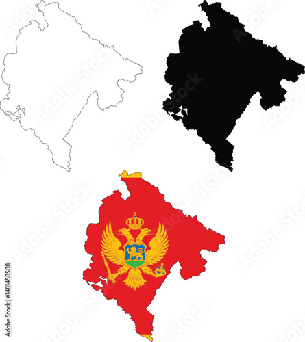 Montenegro Map icon. Montenegro Map Clipart. Montenegro Flag Map sign. Montenegro Outline. flat style.