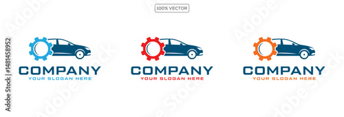 Garage and Car Repair Icon with Gear and Wrench vector illustration