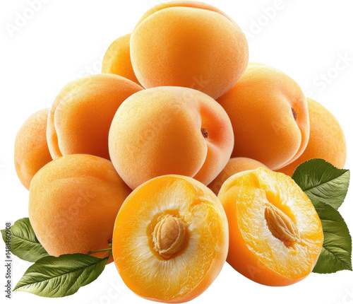 Fresh Apricots Stacked and Sliced photo