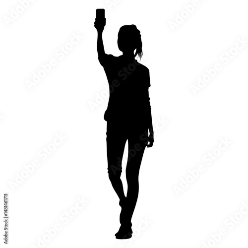 Woman selfie silhouette female black vector