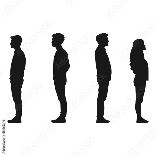 Crowd of people protest silhouette person standing vector