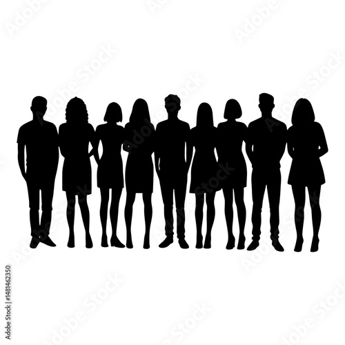 Crowd of people hey silhouette person standing vector