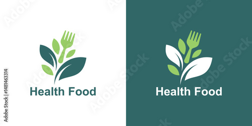 logo design combination nature and fork,logo design health food,symbol,icon,idea,creative.