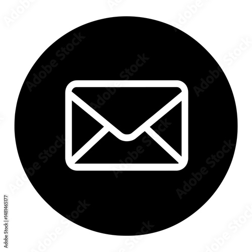 Envelope icon circle black white vector