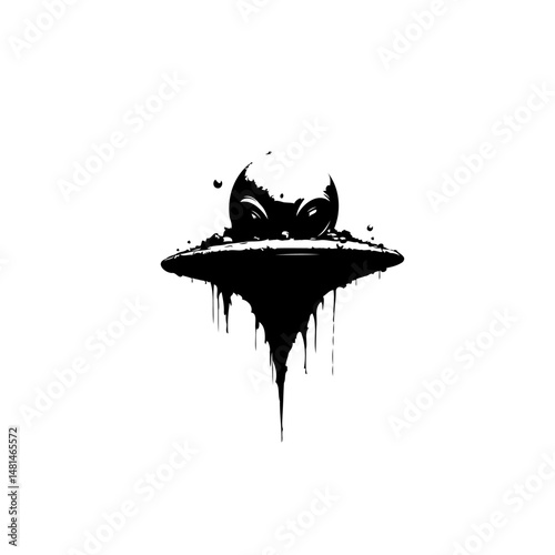 Stylized Black and White Extraterrestrial Motif for Creative Design Usage