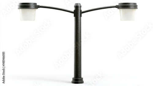 Modern double-arm black lamp post. Generative AI