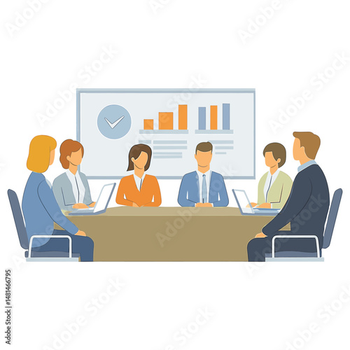 Wallpaper Mural Four business people are having a marketing meeting room person collaboration vector Torontodigital.ca