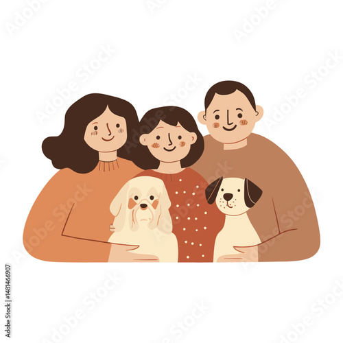Illustration family happy pets vector