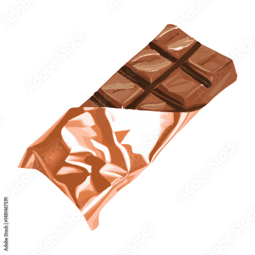 Chocolate bar illustration unwrapped delicious vector