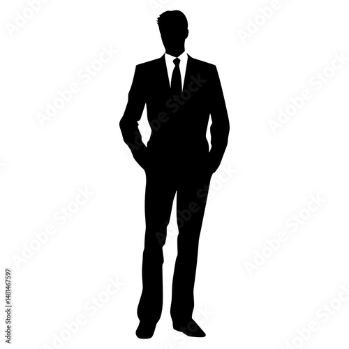 Businessman silhouette suit tie vector