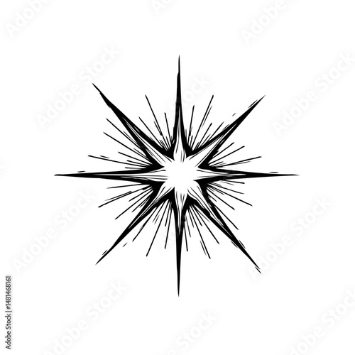 Abstract starburst illustration with sharp radiating lines against white backdrop