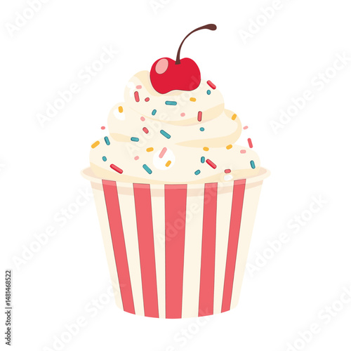 Ice cream sundae illustration sprinkles cupcake vector