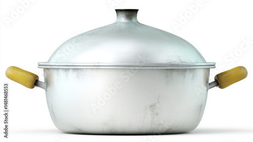 Steel cook pot isolated on white background. Generative AI