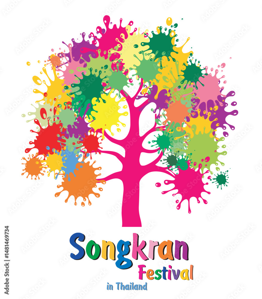 Abstract background Songkran Festival: The Water Splash Festival. Vector Illustration