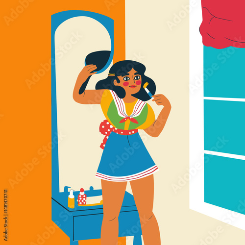 Art mirror colors woman vector