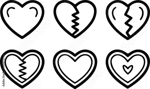 broken heart vector, heartbreak illustration, cartoon broken heart, sad heart, love pain symbol, heart with crack,