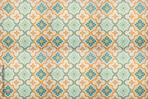 vintage ceramic tiles wall decoration.Turkish ceramic tiles wall background