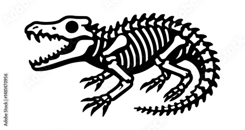 Crocodile skeleton black color vector 