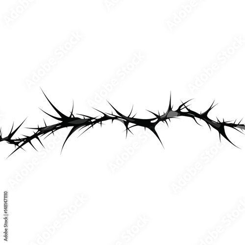 Thorns forming an elegant line sharp black illustration vector