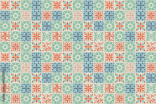 vintage ceramic tiles wall decoration.Turkish ceramic tiles wall background