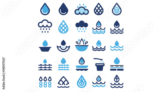 Water line icon set