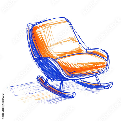 Outline of a Rocking chair Bean bag furniture rocking drawing vector