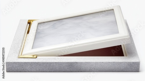 Marble window isolated on white background. Generative AI
