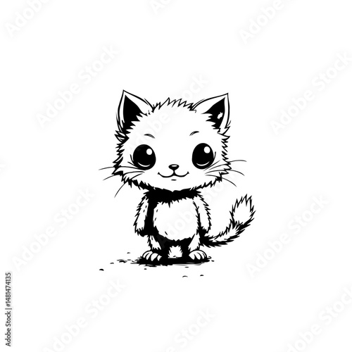 Adorable feline friend: A charming illustration of a kitten's playful spirit