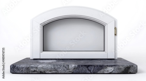 Marble window isolated on white background. Generative AI