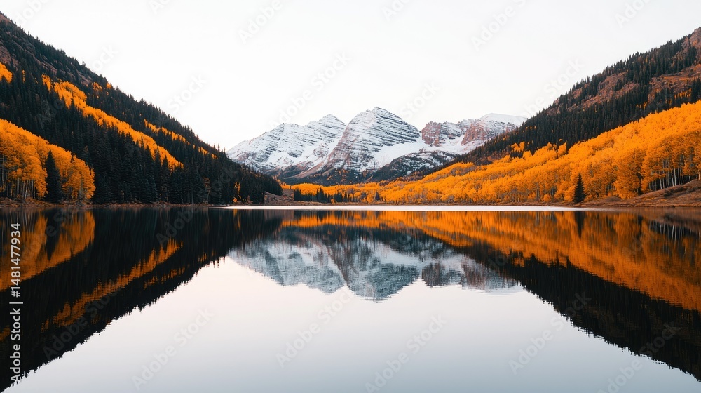Obraz premium A stunning natural landscape featuring mountains trees and serene water reflections