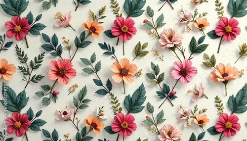 Elegant floral and leaf motifs create a sophisticated interior design repeating pattern , vector, wallpaper design