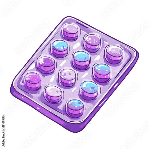 Birth control pills purple illustration medication vector