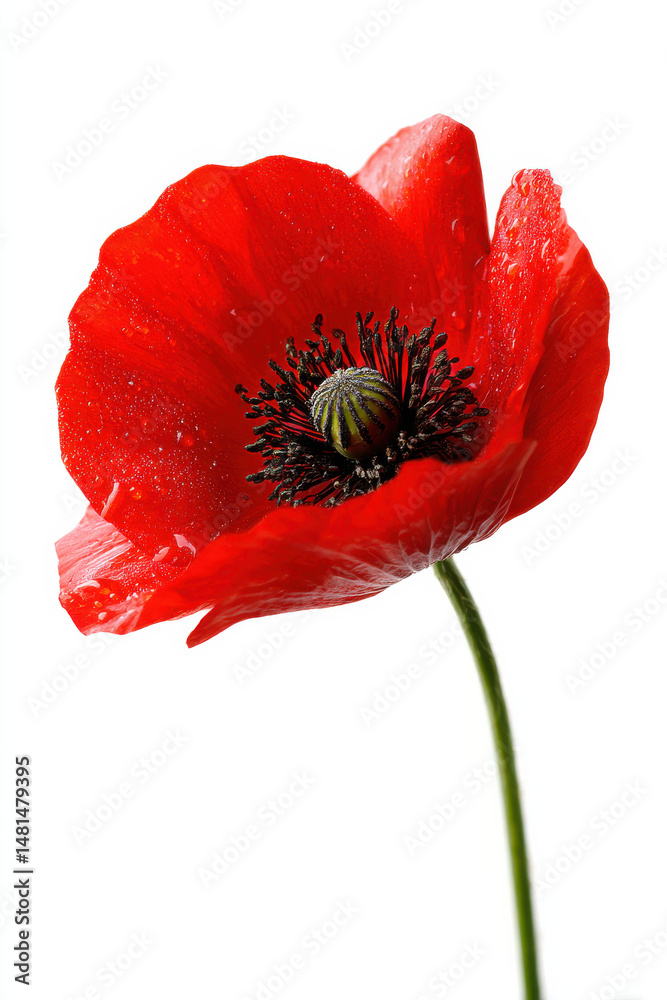 Naklejka premium Red Poppy isolated on white