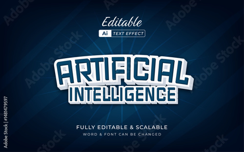 ai or artificial intelligence text effect. technology marketing in future