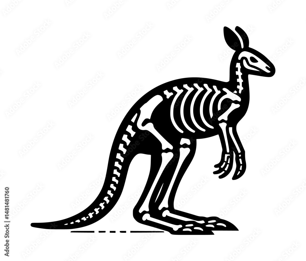 Fototapeta premium Kangaroo Skeleton Icon Logo Vector