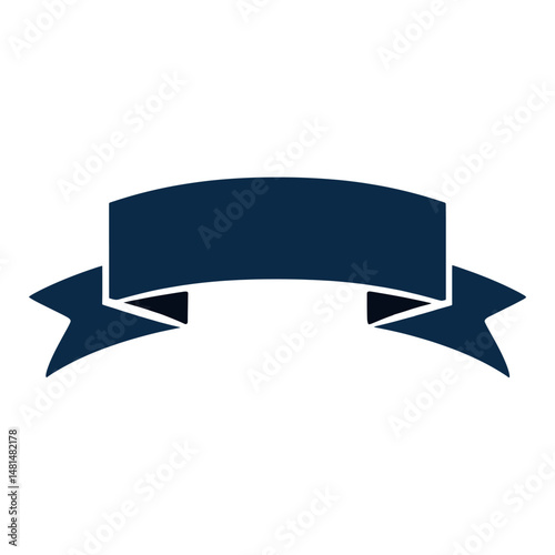A dark blue ribbon banner icon vector illustration decorative vector