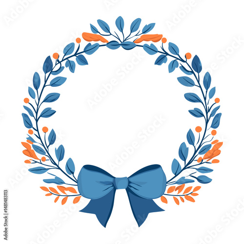 Illustration wreath orange frame vector